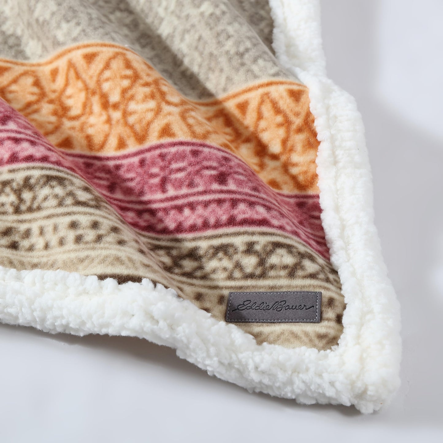 Eddie Bauer - Throw Blanket, Brushed Fleece Bedding with Sherpa Reverse, Soft & Cozy Home Decor for Bed or Couch (Fair Isle Khaki, 50" x 70")