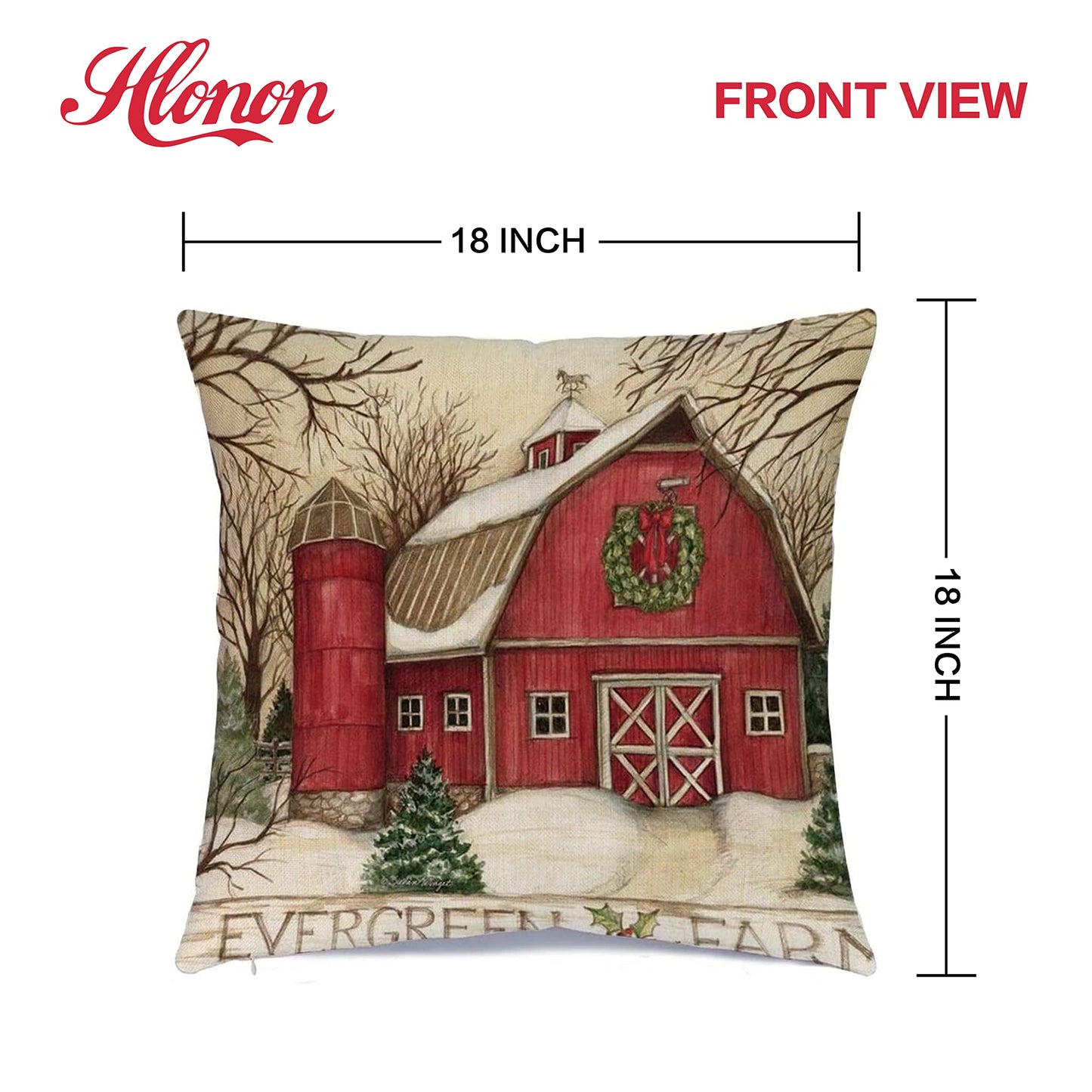 Hlonon Christmas Decorations Christmas Pillow Covers 18 x 18 Inches Set of 4 - Xmas Series Cushion Pillow Cover Custom Zippered Square Pillowcase