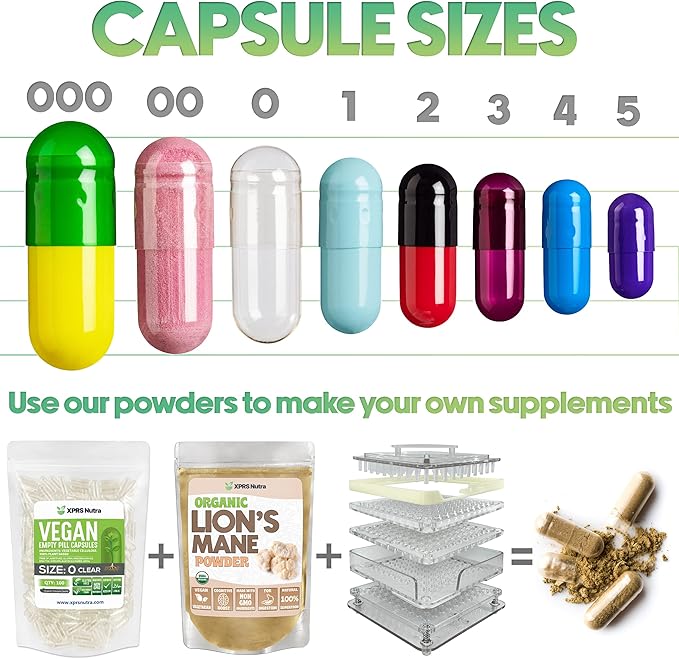 XPRS Nutra Size 1 Empty Capsules - 500 Count Empty Gelatin Capsules - Pill DIY Capsule Filling - Pure Bovine Pill Gel Caps for Do-It-Yourself Supplements (Blue/White)