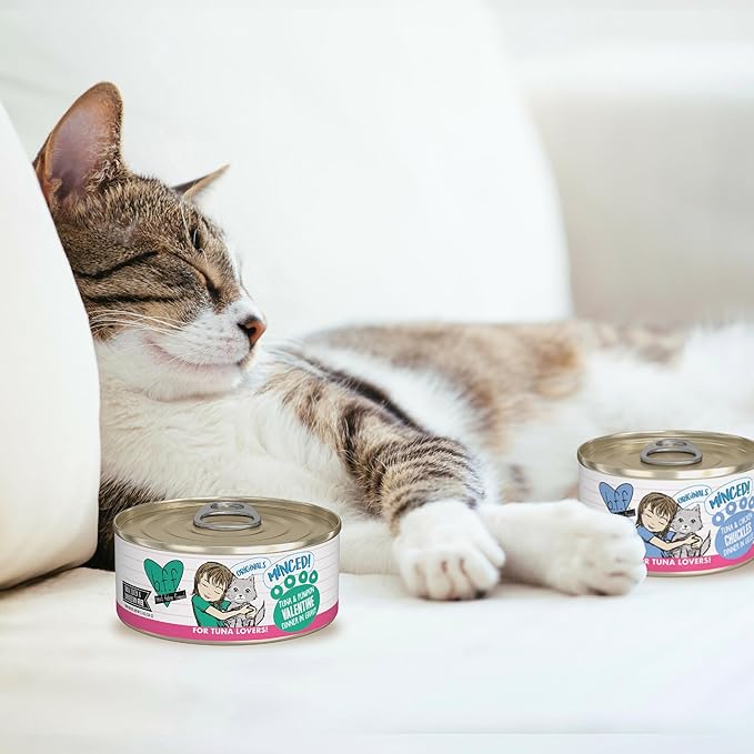 Weruva BFF Minced Natural Wet Cat Food, Tuna and Bonito Be Mine in Gelee, 3oz Can, Pack of 24