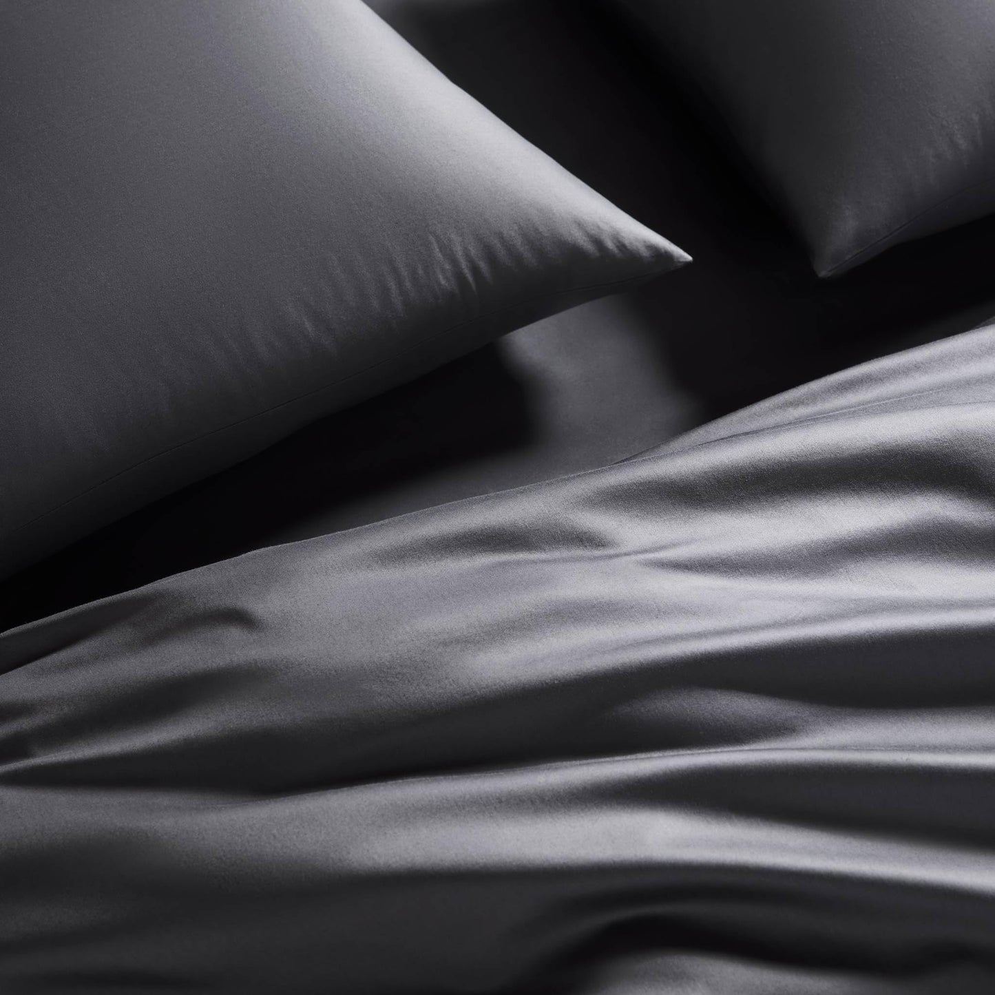 Brooklinen Luxury Sateen 4 Piece Queen Size Sheets Set in Slate Grey - 100% Cotton Sateen Sheets - 1 Fitted Sheet, 1 Flat Sheet, 2 Pillowcases