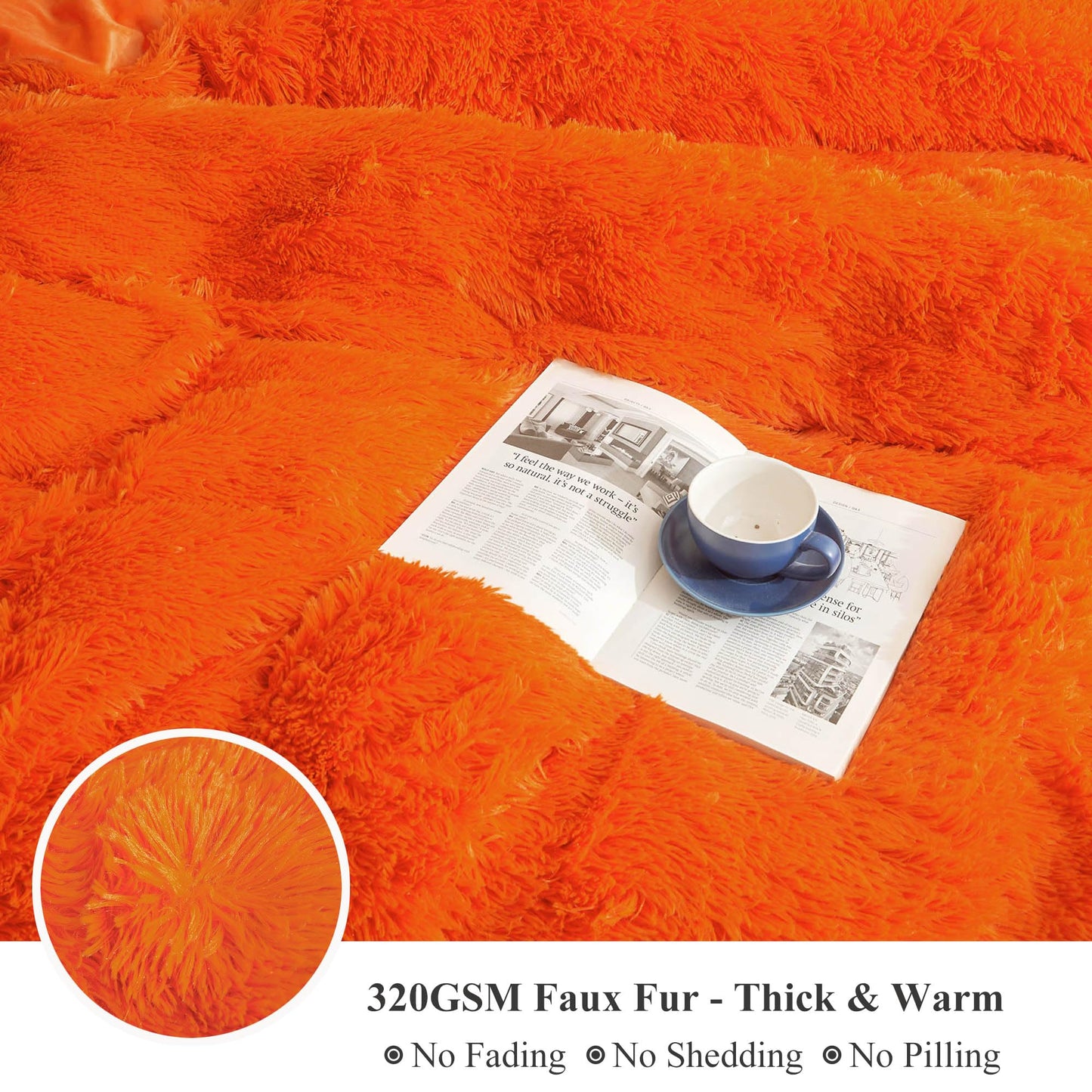 XeGe Luxury Faux Fur Throw, Orange Soft 50x60 Fluffy Blanket, Shaggy Plush Decorative Couch Throw, Cute Furry Bed Throw Fuzzy Office Lap Blanket for Bedroom Living Room Sofa, Orange