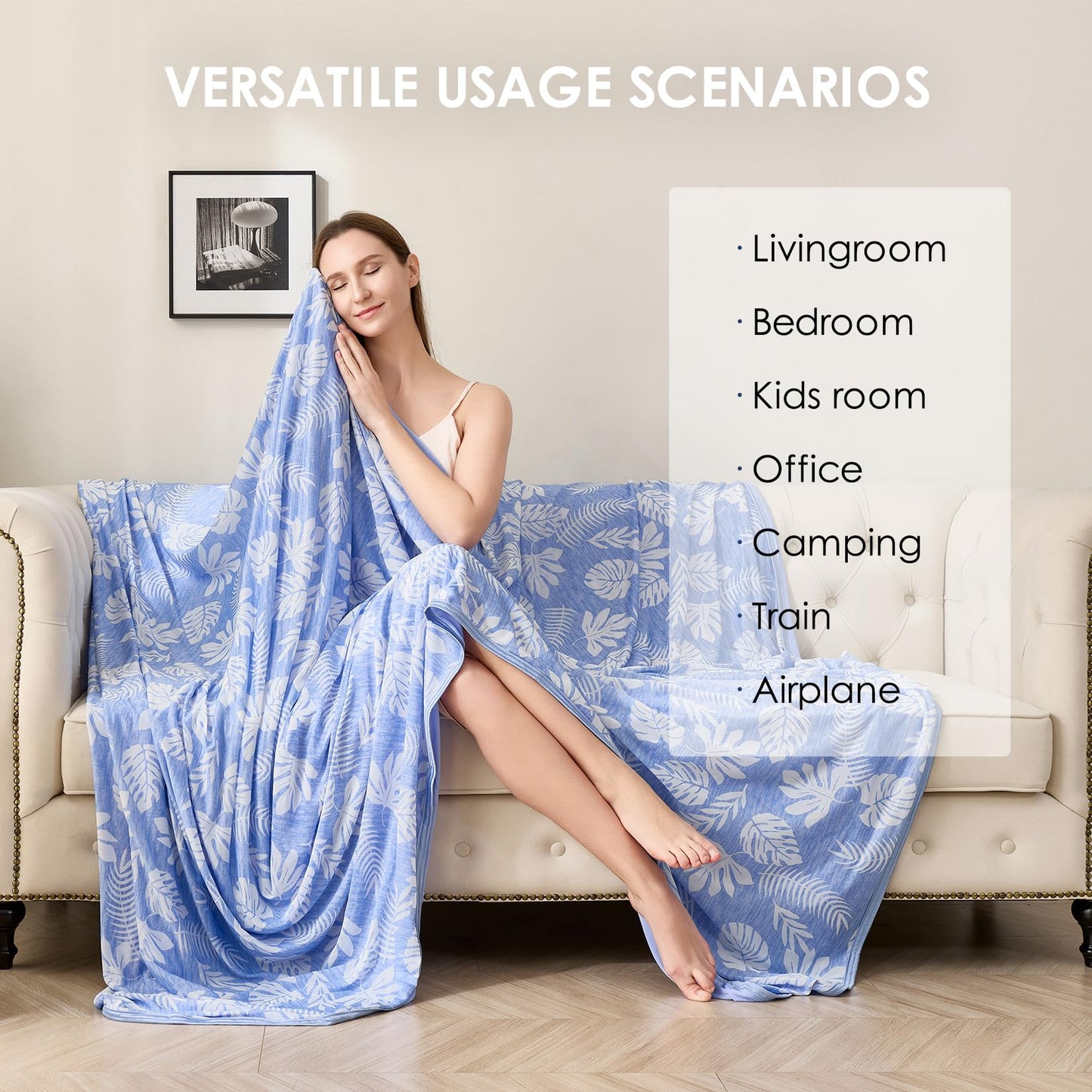 VK VK·LIVING Cooling Blanket for Hot Sleepers Breathable Summer Blankets Q-Max 0.5 Arc-Chill Cooling Thin Blankets for Night Sweats, Lightweight Double Sides Summer Blanket(Twin 60"x80", LightBlue)