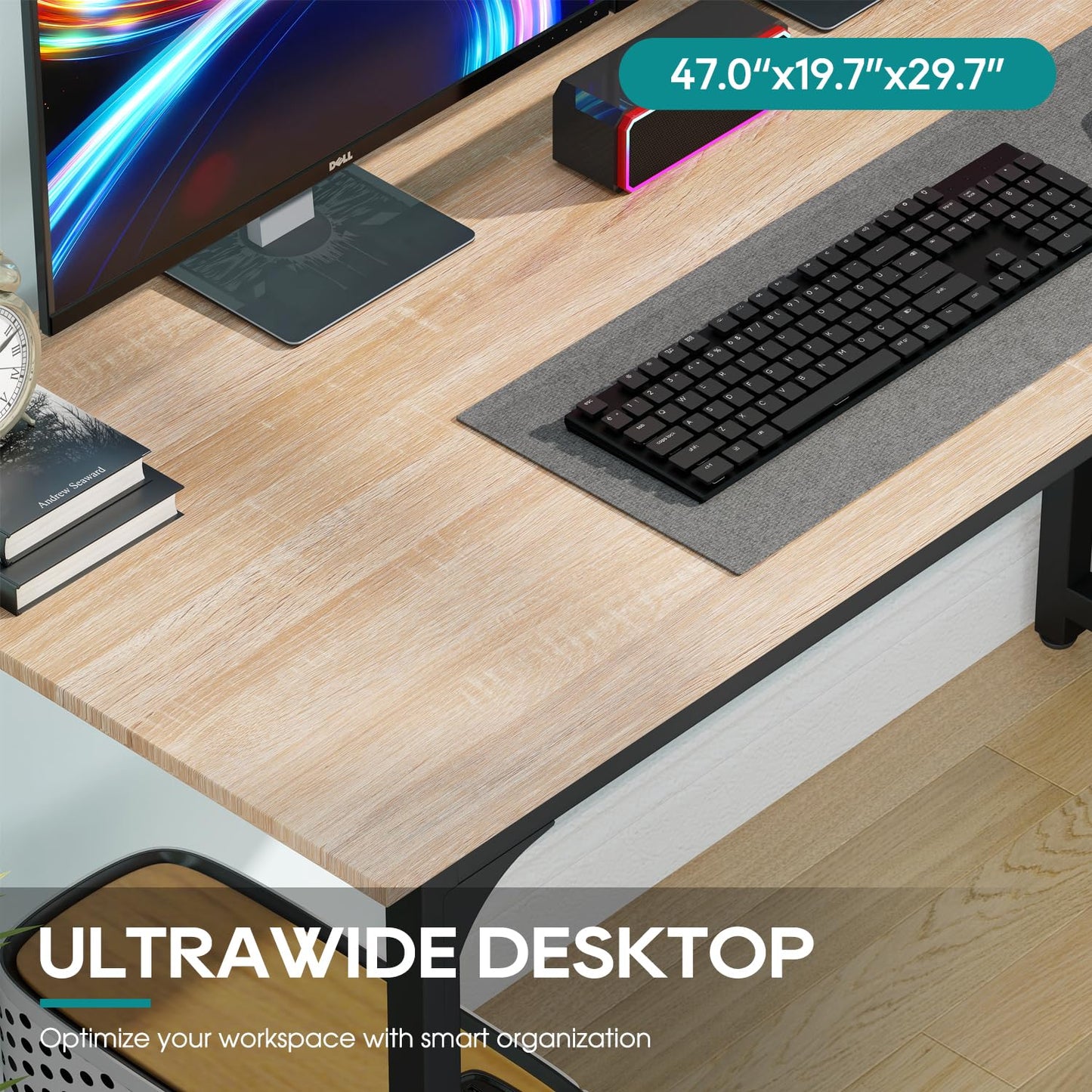 BestOffice Computer Desk,Home Office Desk, Modern Simple Style for Home Office Study Writing (Nature, 47 inch)