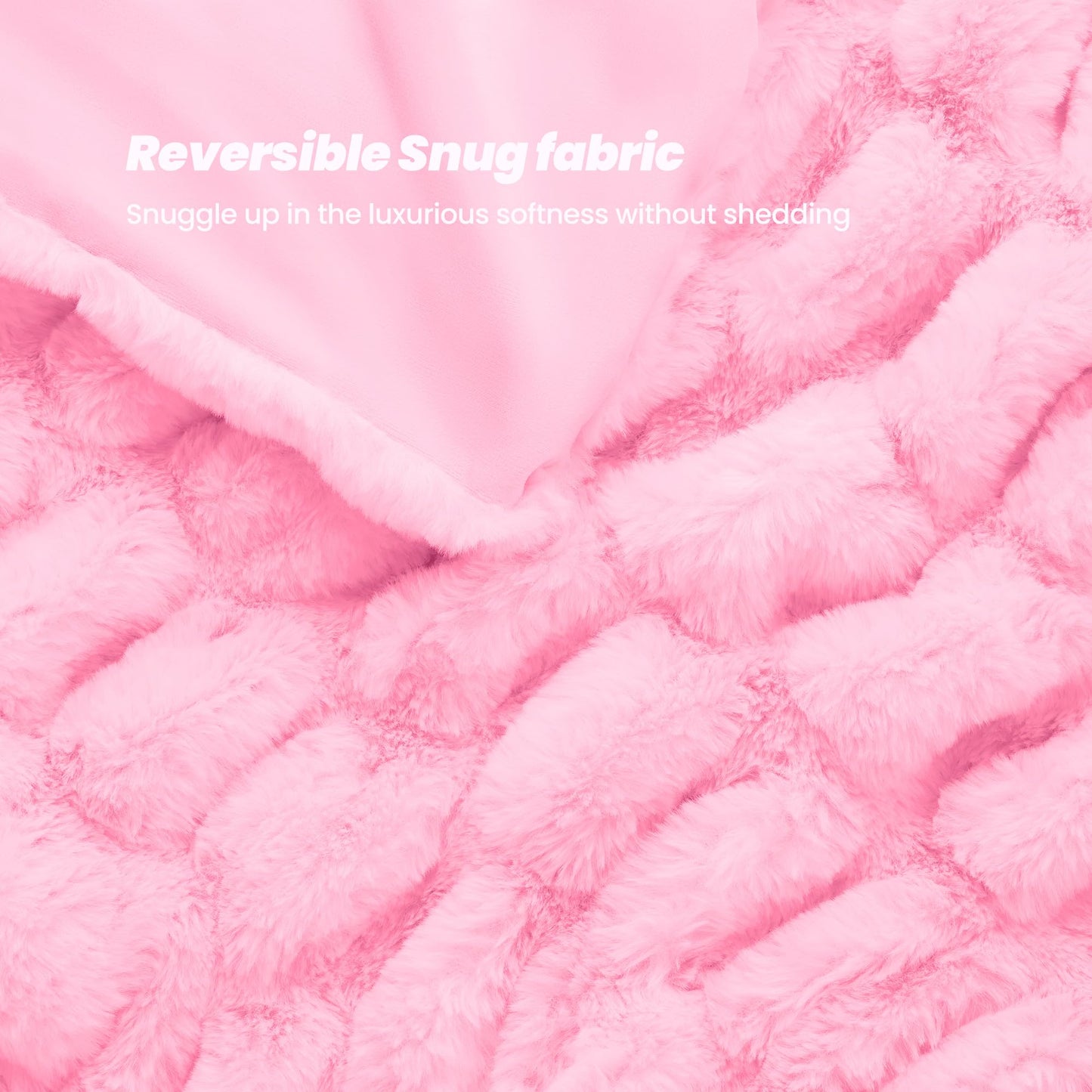 Tejoe Faux Rabbit Fur Throw Blanket - Ultra Soft & Fluffy Cozy Gift, Plush Fuzzy Luxury Blanket for Couch, Bed, Living Room Decor, 50x60, Blush Pink