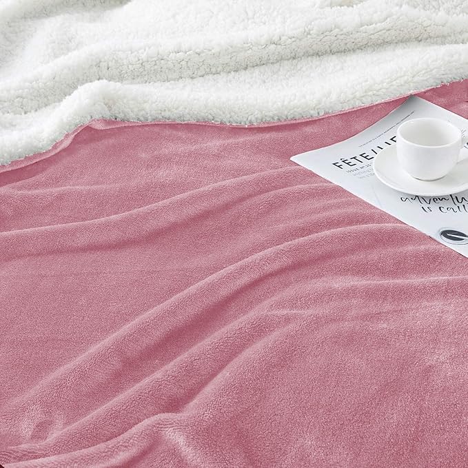 IR Imperial Rooms Baby Pink Sherpa Fleece Throw Blanket for Bed - Wholesale Bulk Pack of 16 Sherpa Blankets - Soft Fluffy Throw Blankets for Hotels, Guest Bedroom, 50x60 Inches