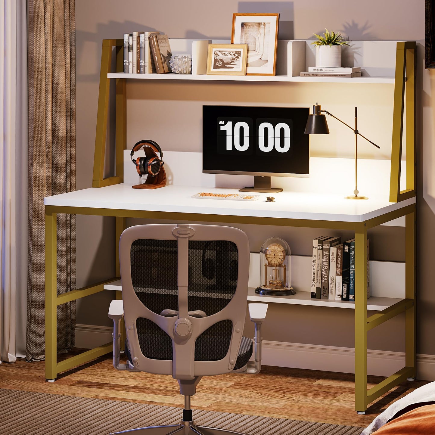 Tribesigns Computer Desk with Hutch, 47 inches Home Office Desk with Space Saving Design with Bookshelf for Small Spaces