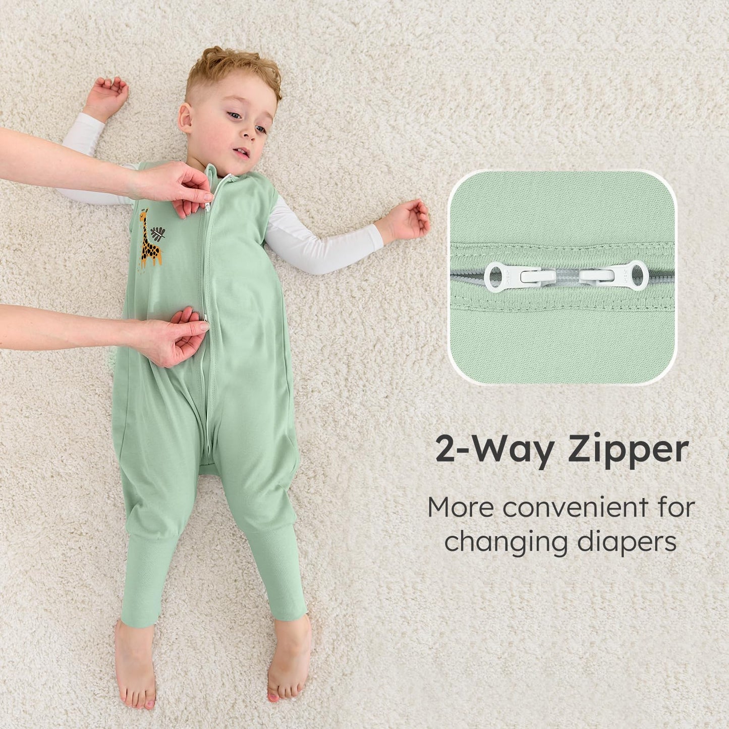 Yoofoss Toddler Sleep Sack With Feet 24-36 Months 100% Organic Cotton Baby Sleep Sack with Legs Toddler Wearable Blanket with 2-Way Zipper