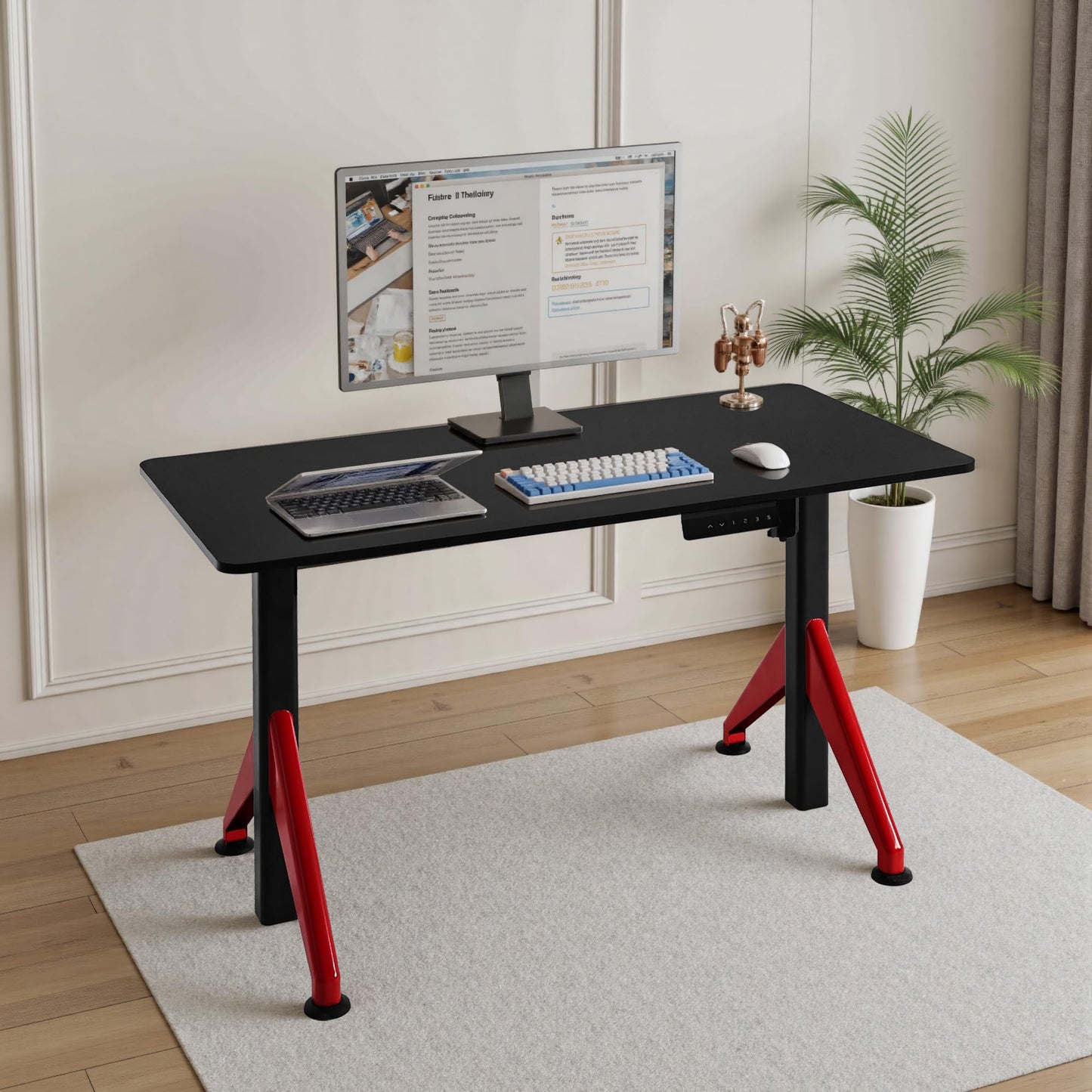 Fromann Electric Sit Standing Desk 47.2×23.6 Inches Height Adjustable Sit Stand up Desk for Home Office (Black)