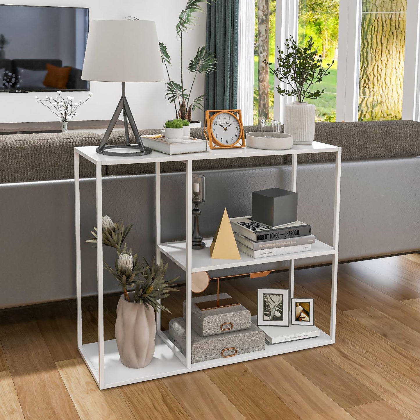 DCLRN White Console Table with Storage Rack Perfect for Entrance,Foyer,Hallway,Sofa,Living Room,Bar,and Kitchen(31in,White)