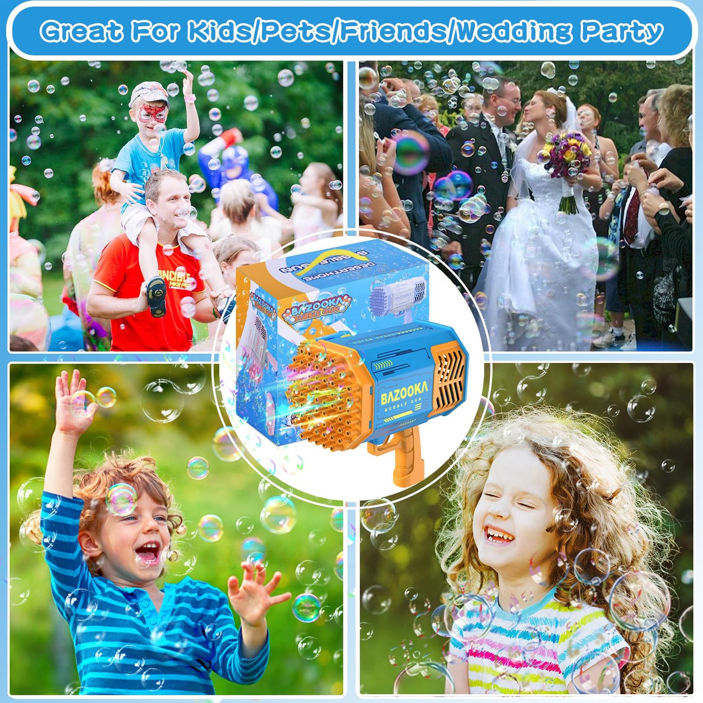 Bubble Machine Gun Kids Toys, Bubble Gun with Colorful Lights and Thousands Bubbles, Outdoor Toy Birthday Party Favors for Boys Girls Age 3 4 5 6 7 8 9 10 11 12 Years Old