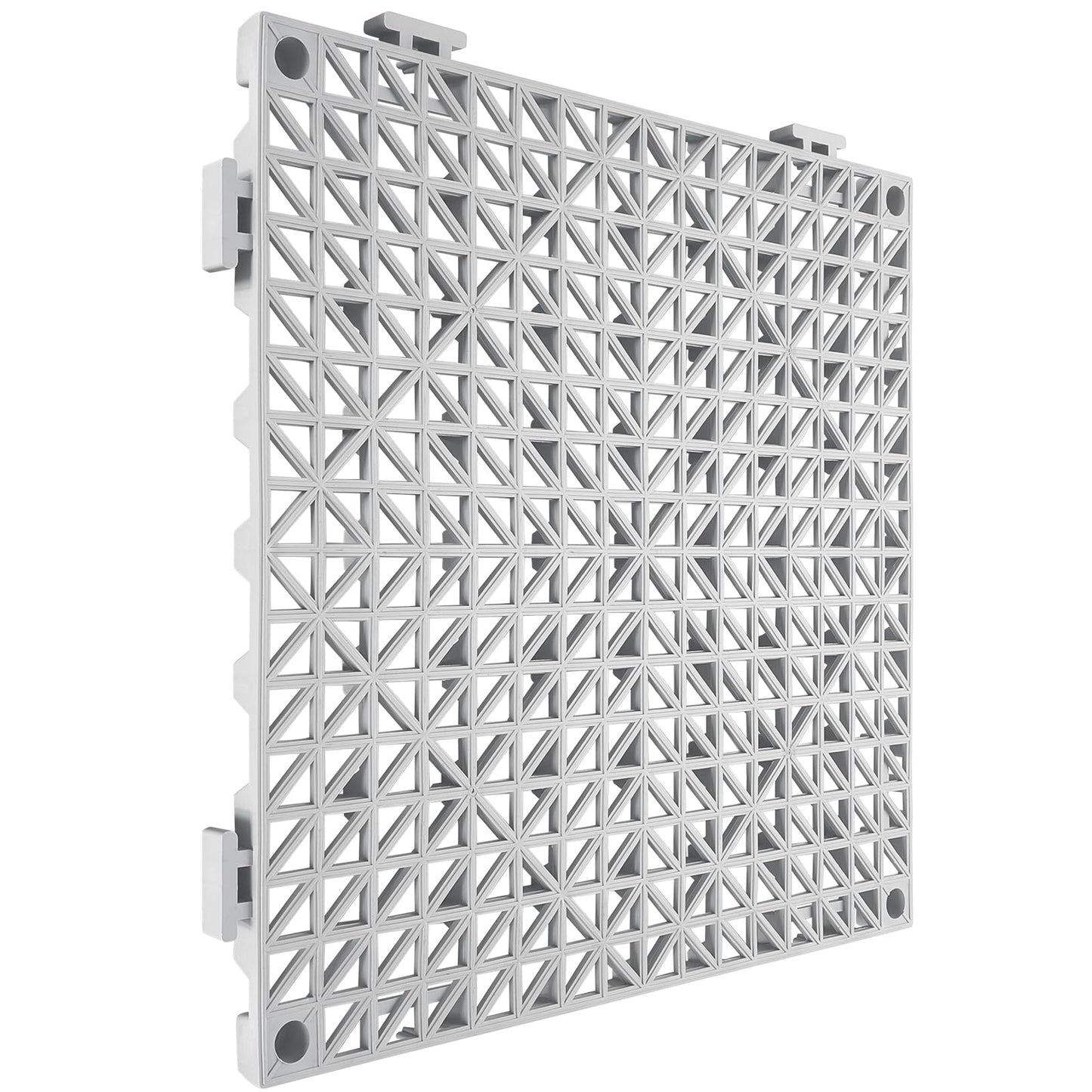 VEVOR Modular Interlocking Cushion, 50 Pack 12" x 12" Splicing Drainage Mats, Soft PVC Interlocking Drainage Floor Tiles, Non-Slip Drainage Holes for Restroom, Bathroom, Kitchen, Pool, Wet Areas, Gray