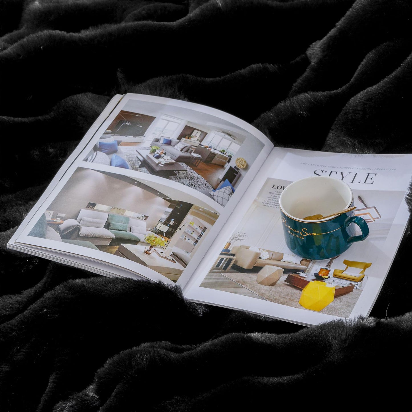 BlanketSolution Black Faux Fur Thick Bed Soft Throw Blanket 60X80 for Couch Living Room Fluffy Bubble Faux Rabbit Fur Blanket Warm Bunny Blanket Home Decor 860 GSM