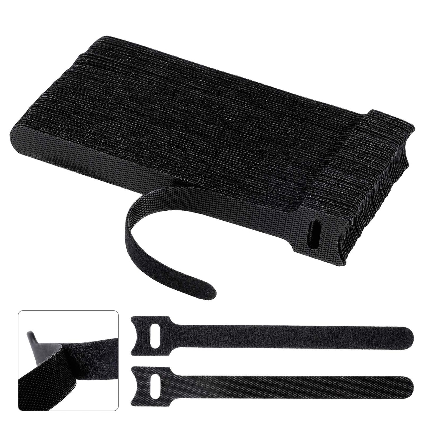 BALABALA 200 PCS Reusable Fastening Cable Ties 4+6+8+10 inch Cords Management Cable Organizer Cord Wrap Black