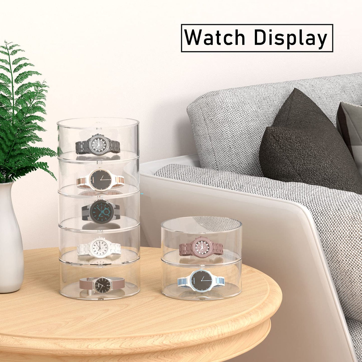 FEMELI Belt Organizer, Acrylic Display Case with 5 Layers Storage Holder for Belt, Watches and Other Accessories