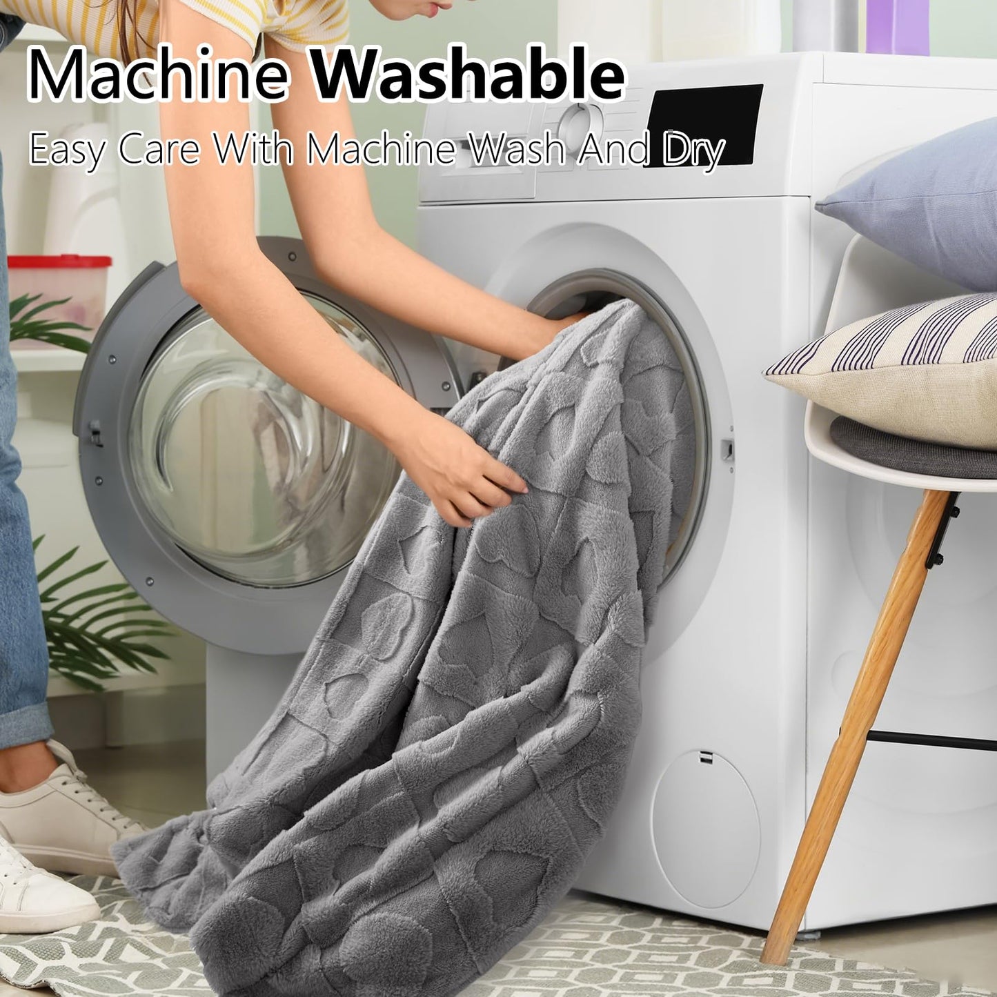 Bcareself Faux Fur Throw Blanket Ultra Soft Plush Fluffy Blanket for Couch, Bed, Sofa - Lightweight Yet Warm Winter Blanket for Women Men - Machine Washable 50x60 Inches Gray