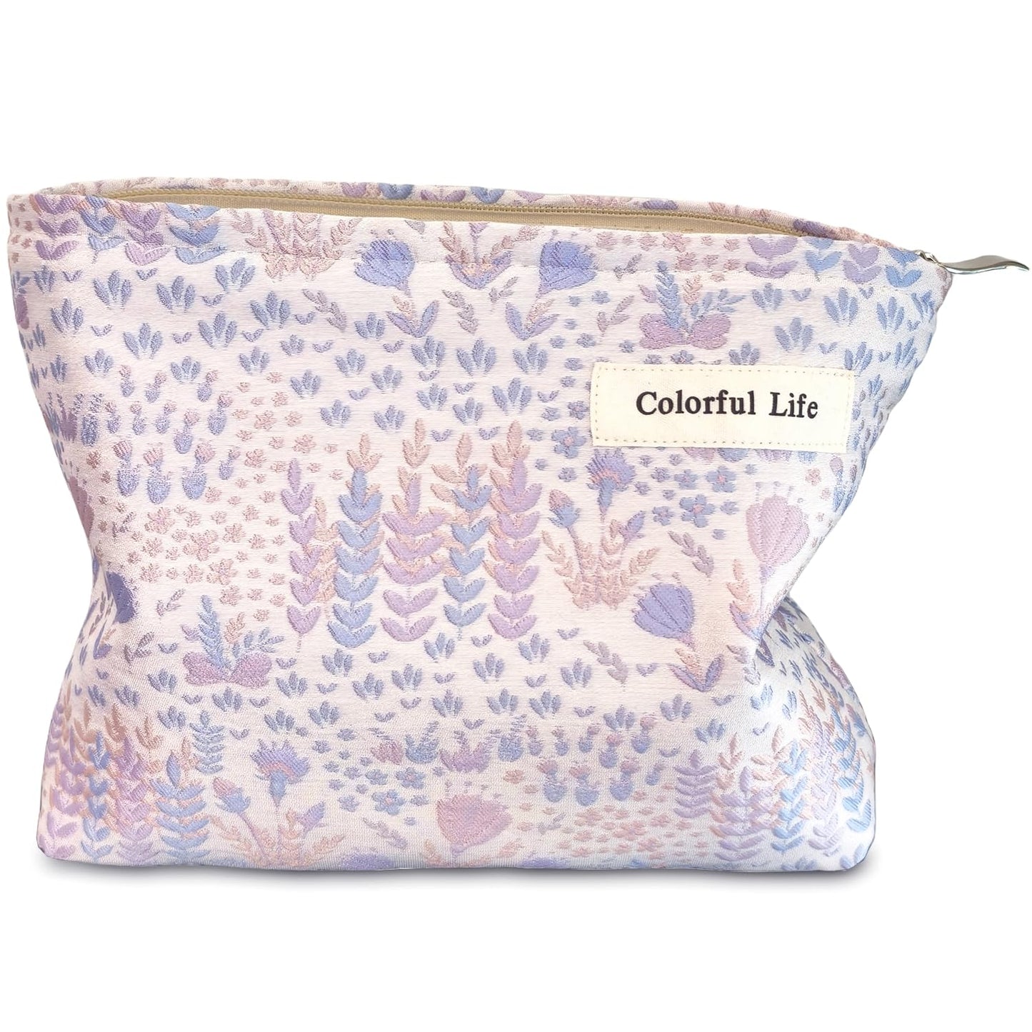 STARDW Aesthetic Floral Makeup Bag Cute Small Cosmetic Bags for Women Girls, Travel Toiletry Bag Large Capacity Zipper Makeup Pouch, Purse Organizer Pouches