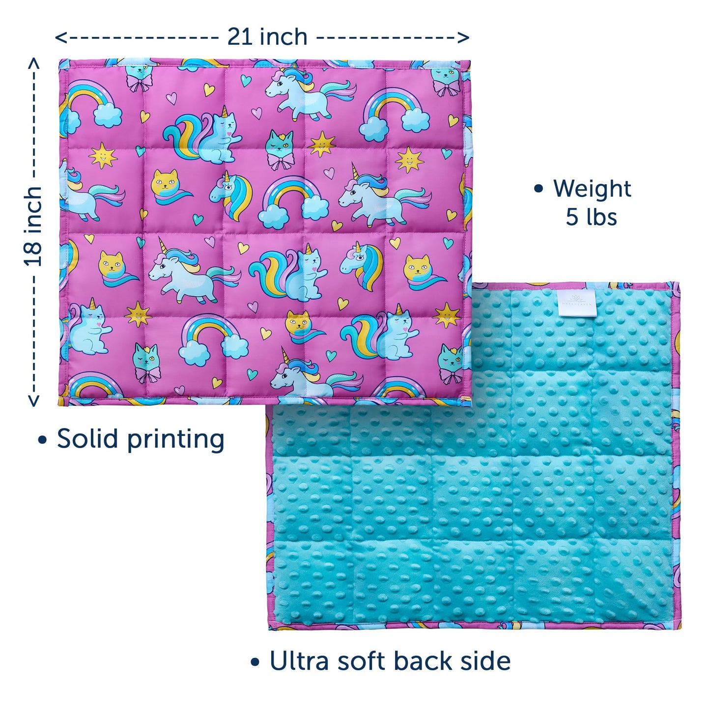 NATAHEAVEN Sensory Weighted Lap Pad 5 lbs - Teenager Boys Girls -Soft Warm Comfortable Items for Calm Down - Weighted Lap Pad for Kids with Sensory Needs - 18 * 21 inch