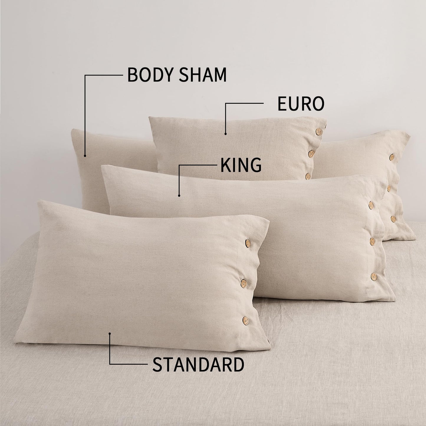 ATLINIA Linen Body Pillowcase with Button - 1 Pack 20"x 54" Body Pillow Cover, Bed Flax Linen Cotton Blend Body Pillow Sham Breathable Cooling Long Decorative Pillow Case Linen Color