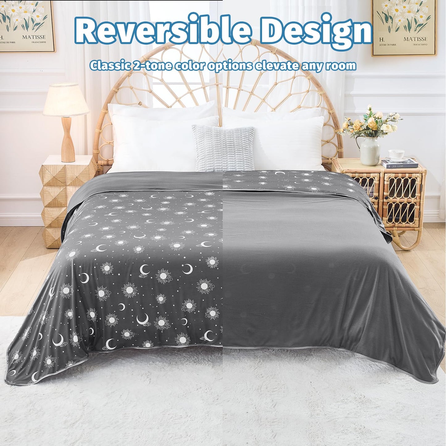 inhand Cooling Blanket Queen Size (90"x90") - Cooled Blankets for Hot Sleepers Lightweight Breathable Summer Blanket for Sleeping Night Sweats to Keep Cool in The Heat -Dark Grey-Sky