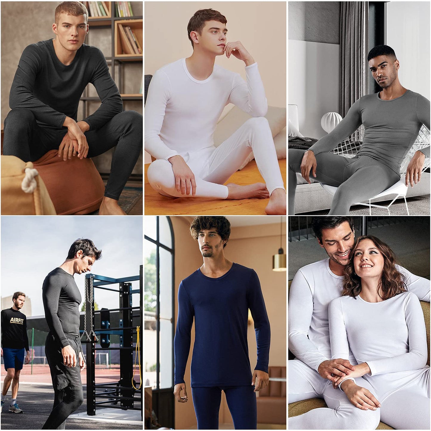 WEERTI Thermal Underwear for Men Long Johns with Fleece Lined, Base Layer Men Cold Weather Top Bottom Black