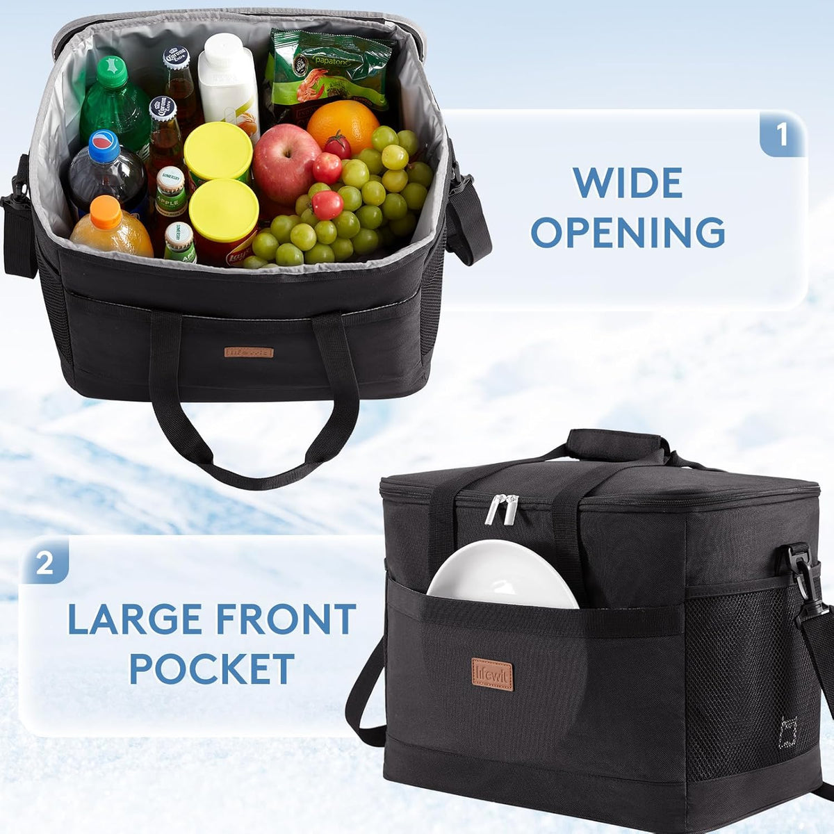 Lifewit Cooler Bag 30/50/60 Cans Collapsible and Insulated Large Lunch Bag Leakproof Soft Cooler Portable Tote for Camping/BBQ/Family Outdoor Activities