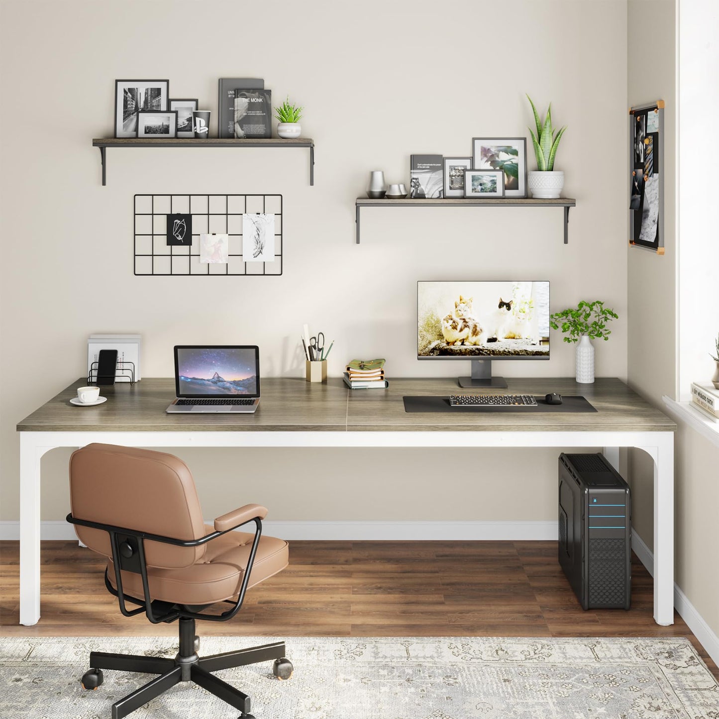 Tribesigns 78.7 Inches Extra Long Computer Desk 2 Person Desk, Double Long Desk, Workstaion for Home Office