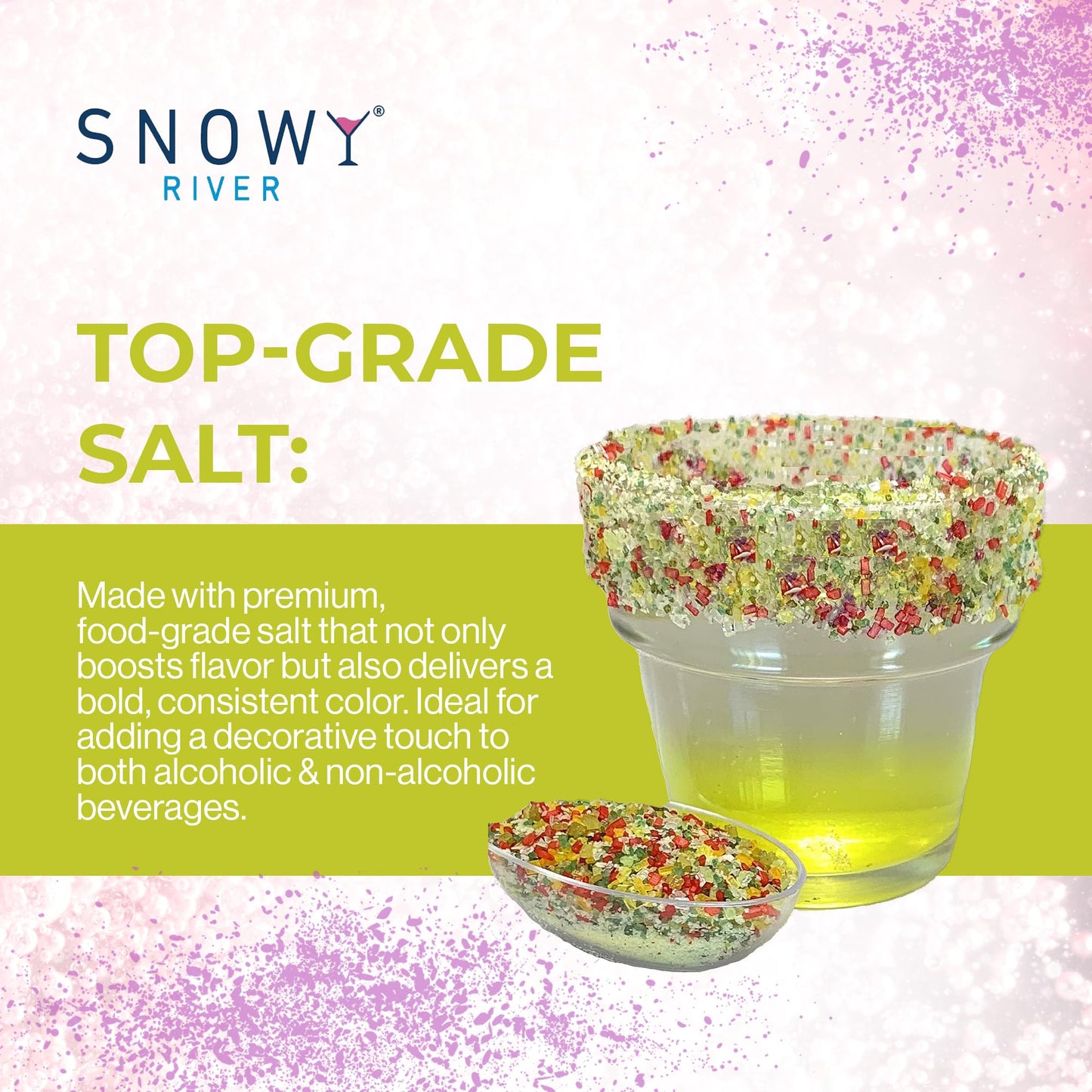 Snowy River Holiday Joy Cocktail Salt Blend - All Natural Rimming Salt for Margaritas & Cocktails, Culinary & Decorative Salt with Sweet & Savory Overtones