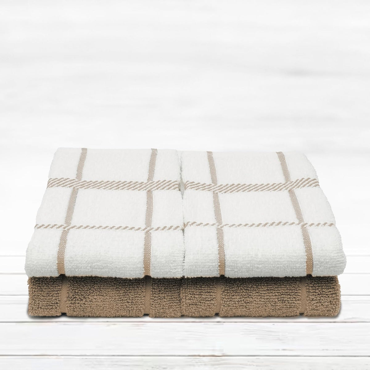 100% Cotton Terry Dish Towels, 4 pack16 x26 Inches, Super Soft and Absorbent Kitchen Towels, Perfect for Kitchen Cleaning and Dish Washing | Tan
