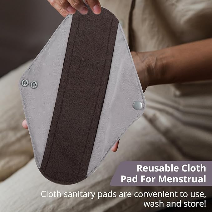 7pcs Set 1 pc Mini Wet Bag +6pcs Absorbent Reusable Sanitary Pads/Washable Cloth Menstrual Pads(Morandi-1,M)