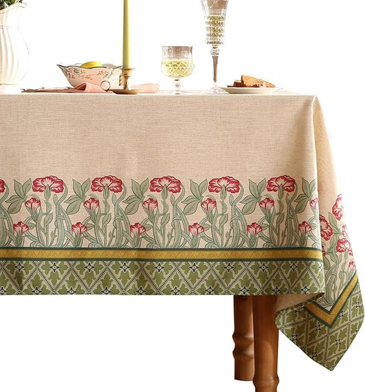 patdrea Designer Small Green Tablecloths for Square Table,Vintage Linen Leaves Pattern Tablecloth,Floral Fall Decor Table Cover for Kitchen Dining Christmas,Thanksgiving,55"x55"-Cecilia D
