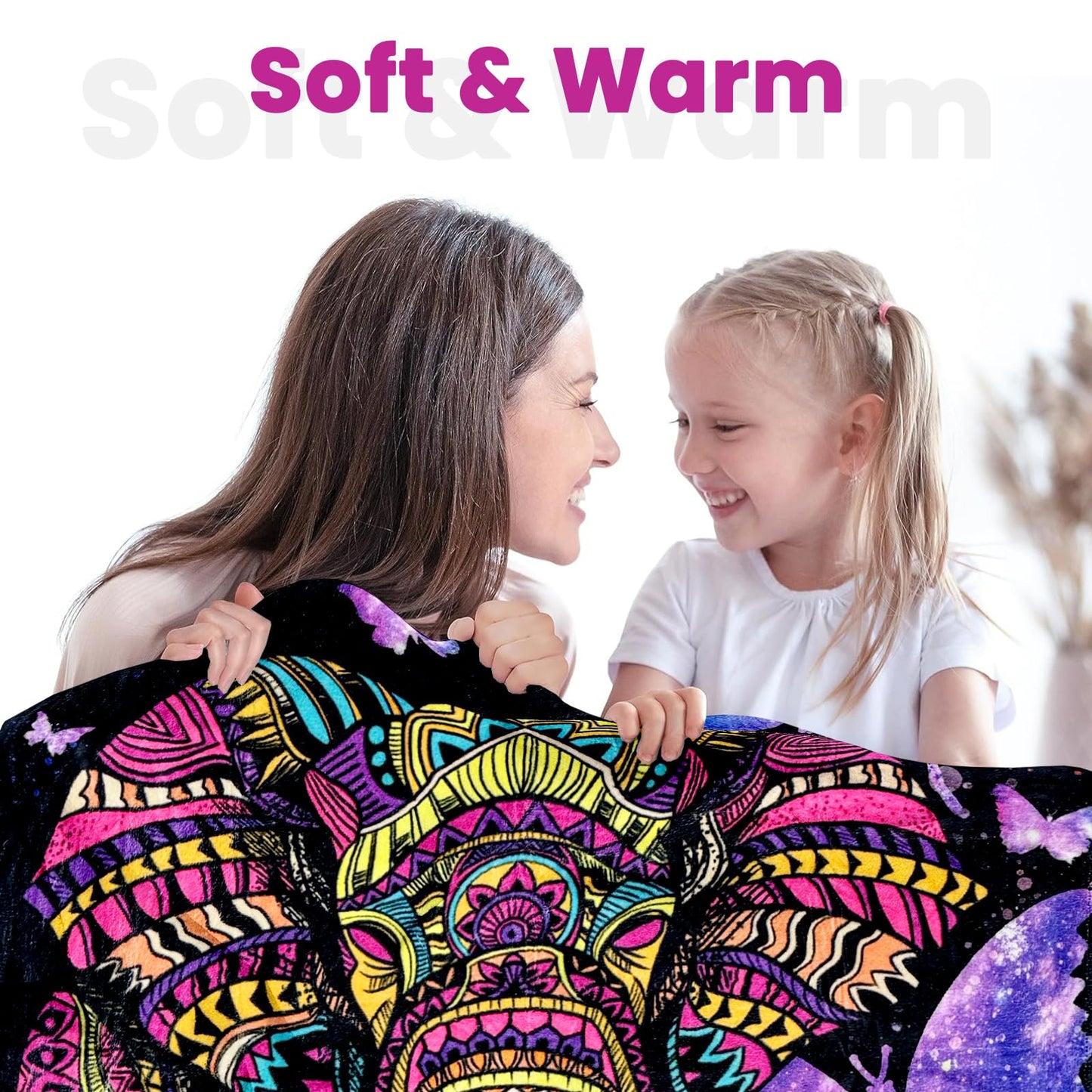 Vencede Elephant Blanket Adult Elephant Throw Blankets for Women Elephant Gifts for Women Girls Baby Kids Soft Elephant Blankets Fuzzy Elephant Blanket Used for Sofa, Couch Chair, Bed（40"x50"）