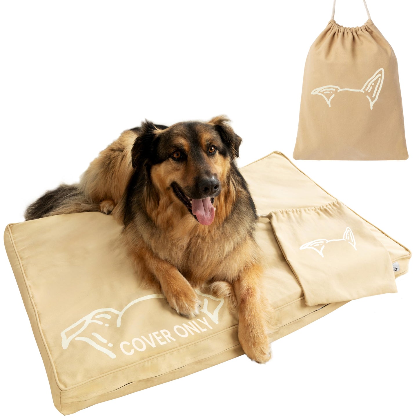Washable Dog Bed Cover, Large Covers Water Resistant Protection for 44-Inch Crate Bedding, Soft and Durable Zipper and Handle – Premium Dog Cover for Home, Travel 44x27x4 Inch (One Ear Up)