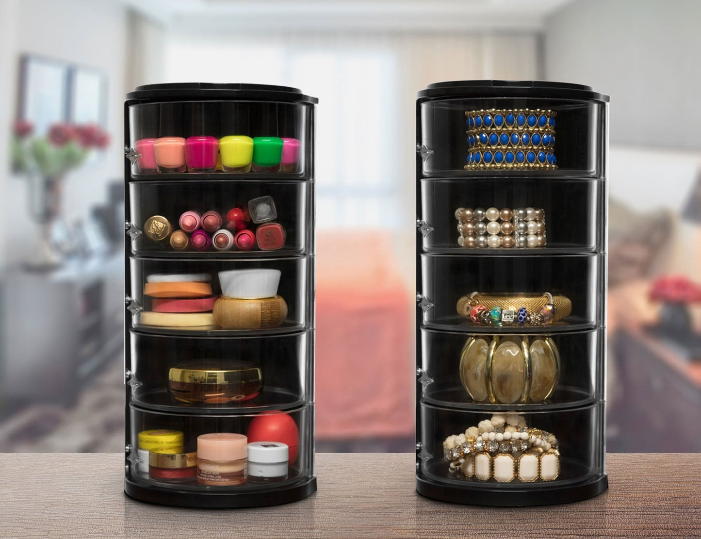 ELYPRO - Acrylic Belt Organizer, Rotating Drawer Storage for Belts, Jewelry, Makeup & Accessories – Transparent, Stackable, Wall-Mountable Design for Closet, Dresser, Vanity – Design Patent Protected