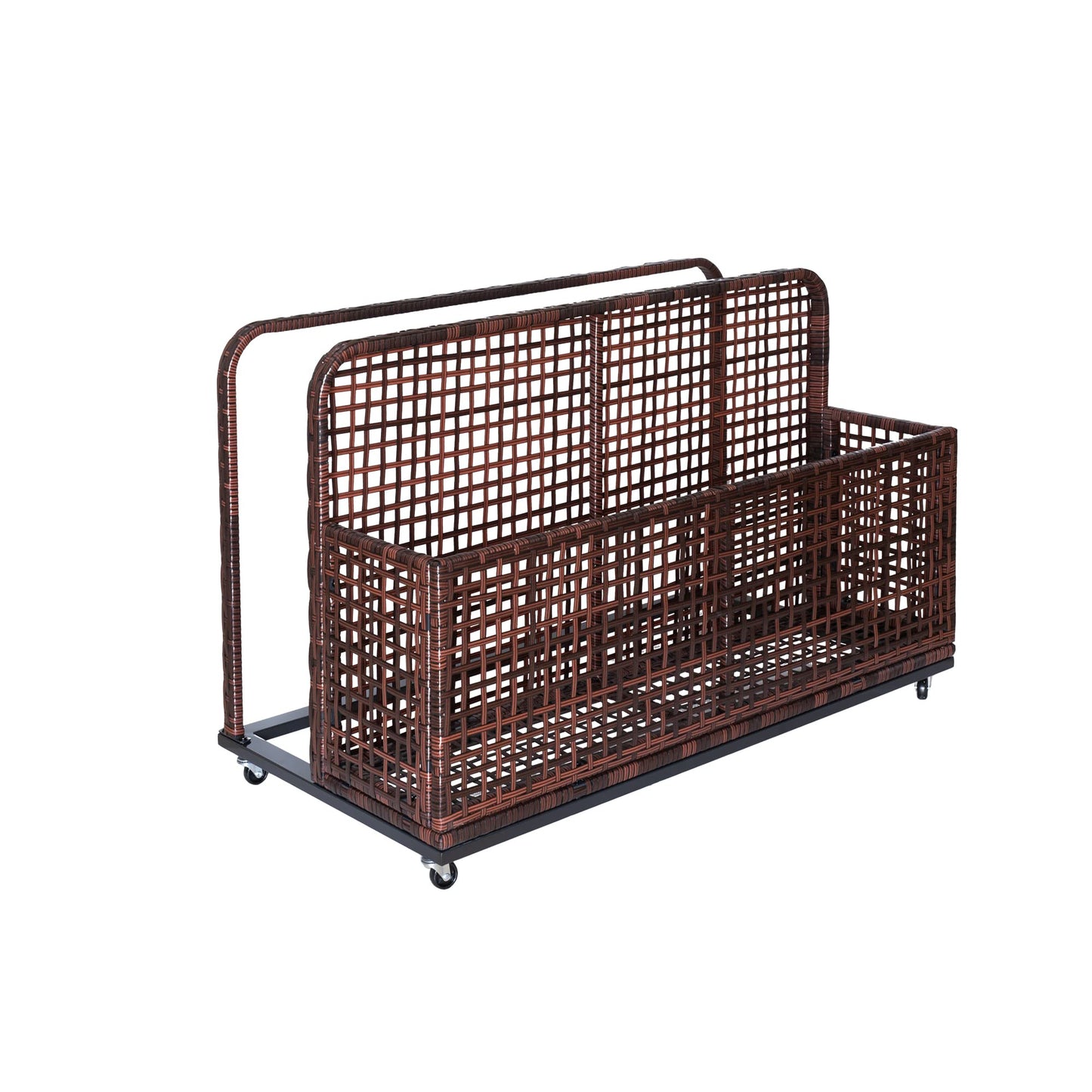 GarveeLife Poolside Float Storage, Outdoor Storage, PE Rattan Outdoor Pool Caddy With Rolling Wheels, Patio Deck Boxes, Storage Box, Pool, Beach-Sturdy,Brown