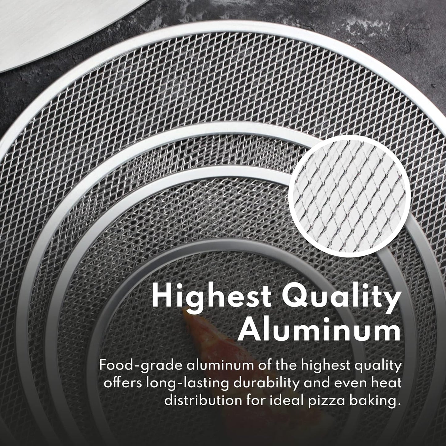 New Star Foodservice Restaurant-Grade Aluminum Pizza Baking Screen, Seamless (14-Inch (Pack of 6))
