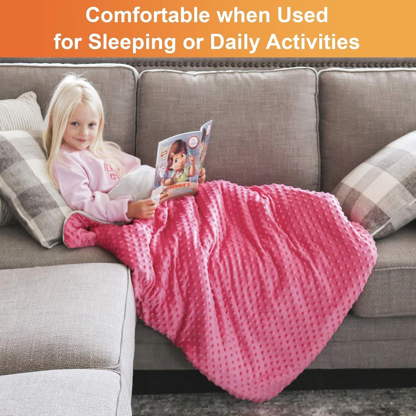 Super-Soft Kids Weighted Blanket 7 Pounds - Weighted Blanket for Kids - Easy to Clean, Washable Minky Cover - 41x60 Inches 7lbs Child - Small Heavy Blanket for Girls and Boys
