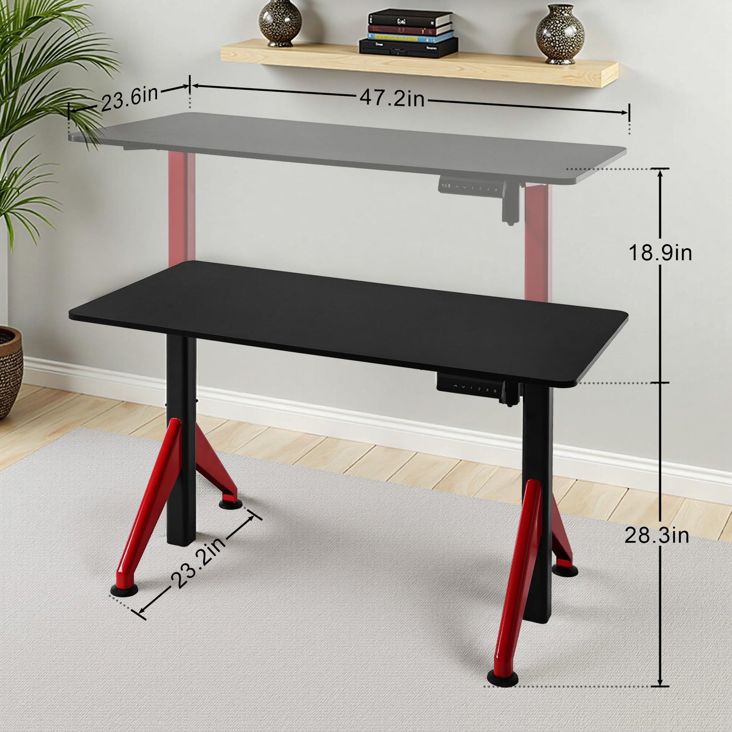 Fromann Electric Sit Standing Desk 47.2×23.6 Inches Height Adjustable Sit Stand up Desk for Home Office (Black)