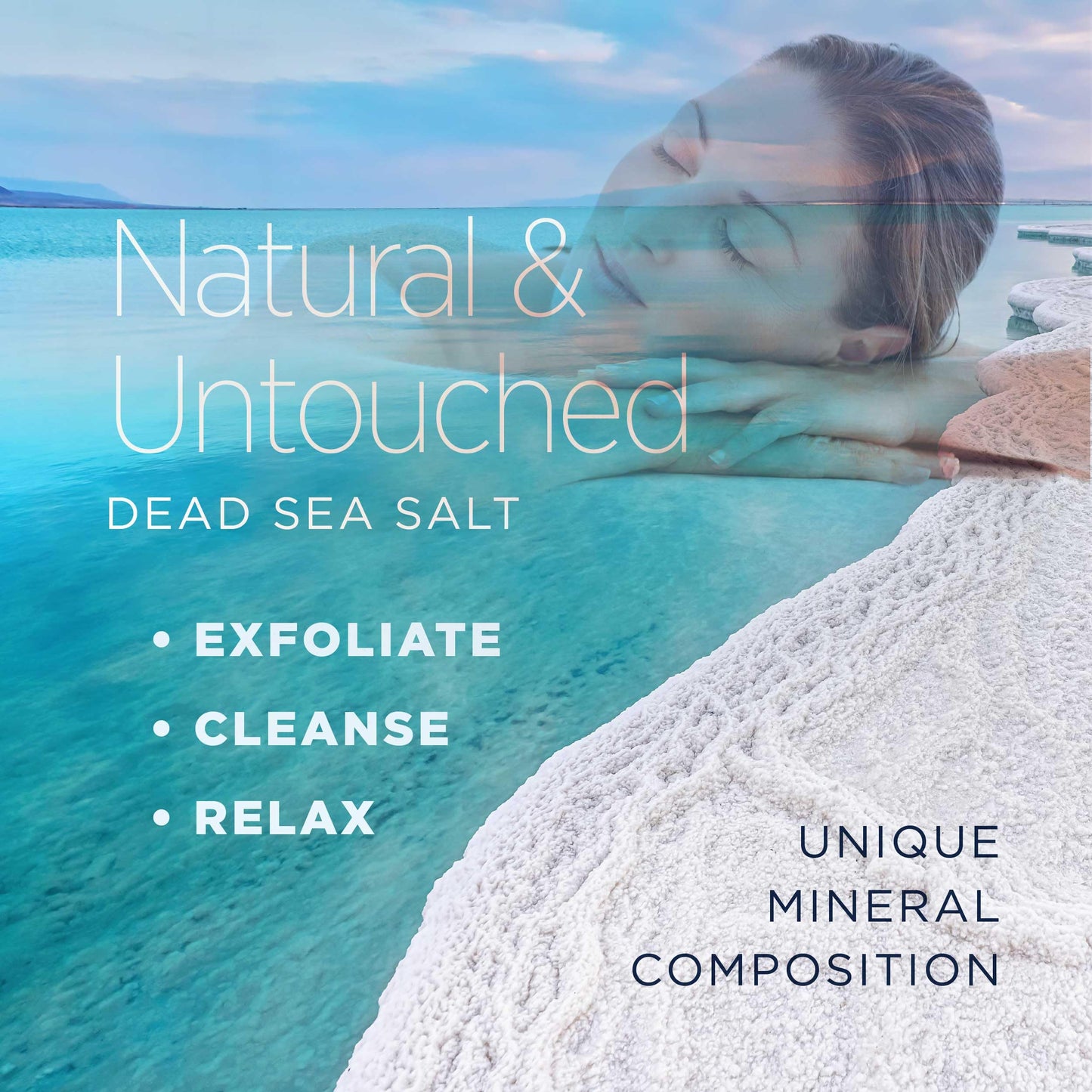 Minera Fine Grain Dead Sea Salt for Bath & Foot Soaks – 5 lbs, Fast-Dissolving, 100% Pure and Natural, Unscented, Skin-Softening Sea Salt