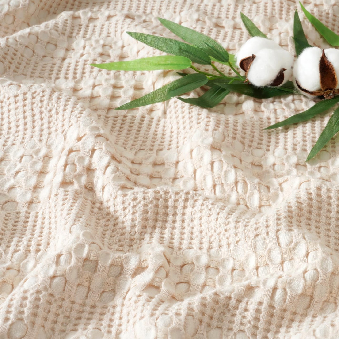PHF Stone-Washed Cooling Waffle Twin Size Blanket - Lightweight Breathable Summer Blanket, 60% Rayon from Bamboo & 40% Cotton, Luxuriously Soft for Bed & Couch, 66"x90", Light Pink