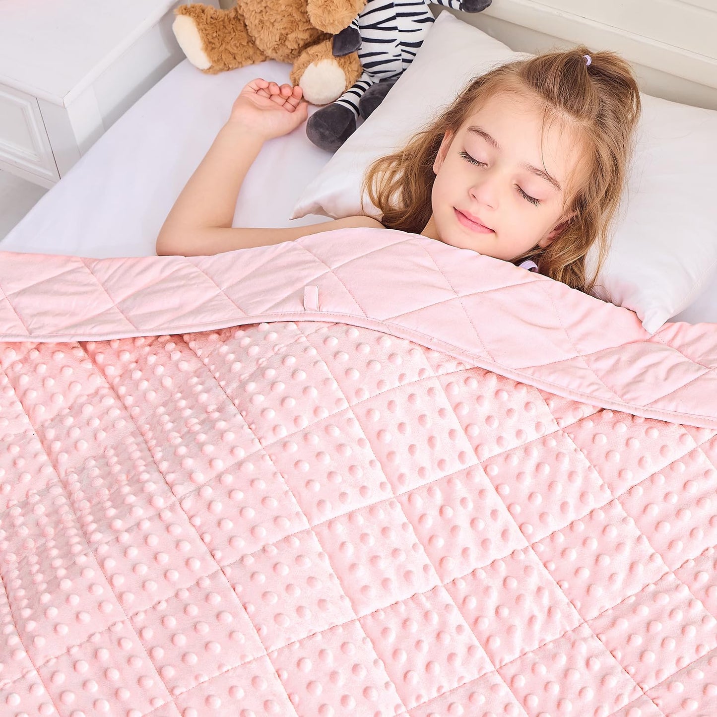 Weighted Blanket Kid 5 Pounds Blanket for Girls Washable Heavy Blanket Microfiber Children Weighted Throw Blankets Winter Weighted Comforter Blankets for 5+Years, 36 * 48in, Pink