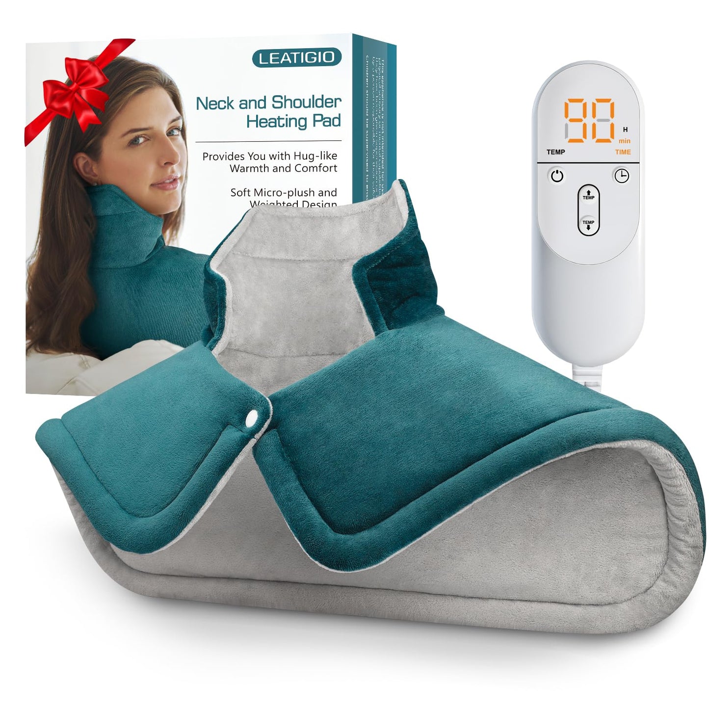 Heating Pad for Neck and Shoulder Pain Relief, Birthday Christmas Gifts for Women Mom Wife, 2lb Heated Neck Wrap Warmer for Daily Comfort, 6 Heat Settings 2 Hours Auto Shut Off, 17x23 inch, Blue