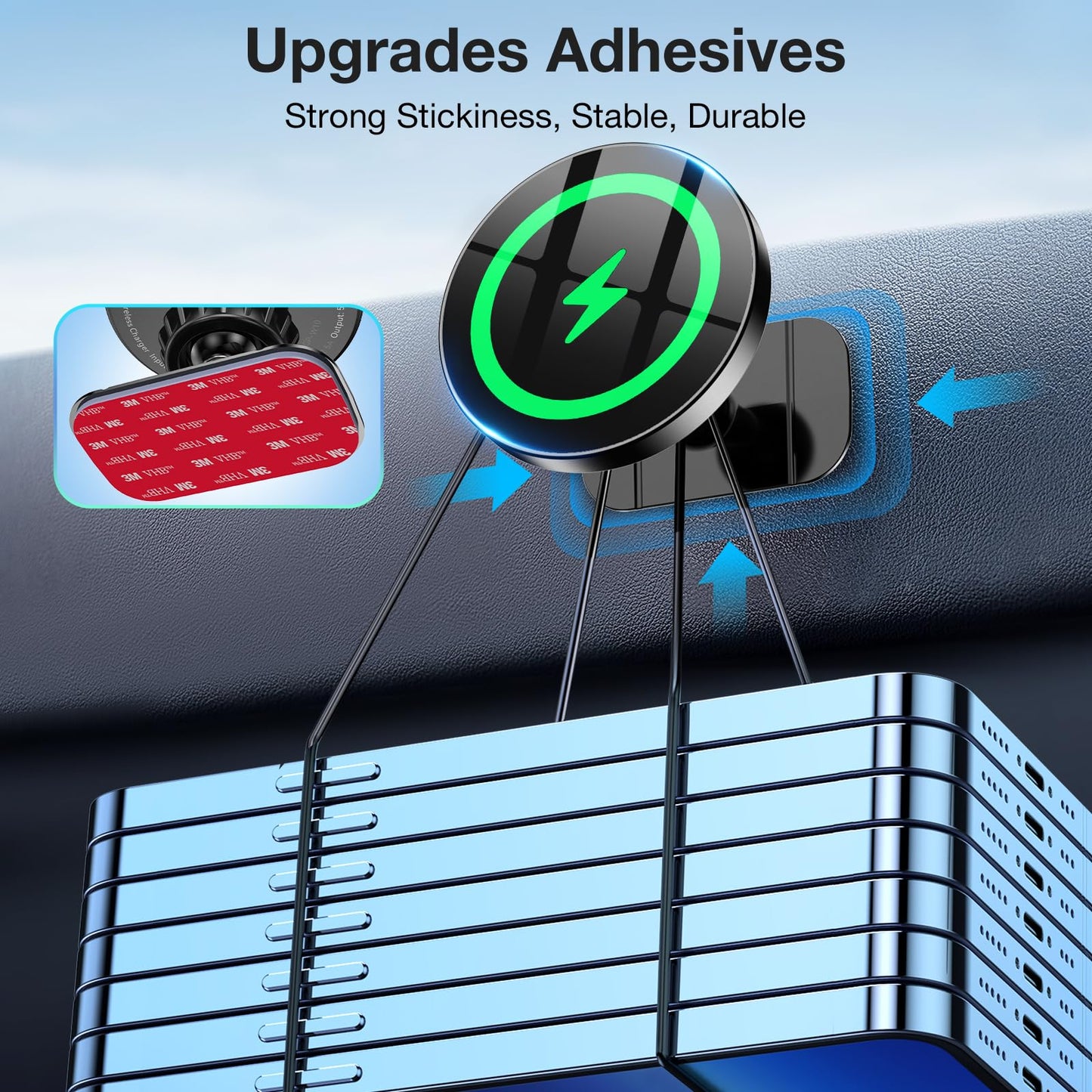 Coolpow for Magsafe Car Mount Charger【100% Stable】 15W Magsafe Car Charger Magnetic Phone Holders for Your Car Accessories for Women Men Car Phone Holder Wireless Car Charger for iPhone 16 Pro Max 15