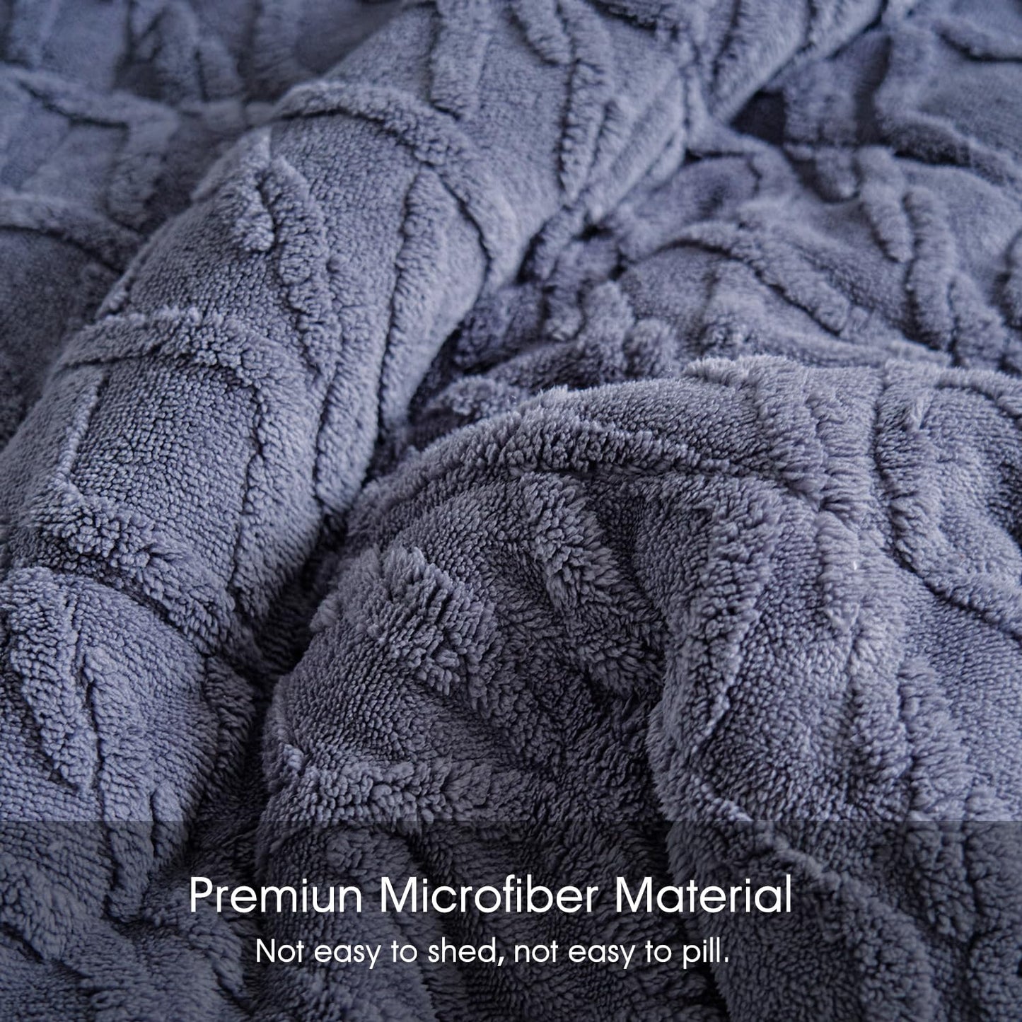 JML Luxury Sherpa Flannel Blanket 3-Piece, 3-Ply Winter Warm Bed Blanket with 2 Pillow Shams (Kintted Slate, King (79"x91"))