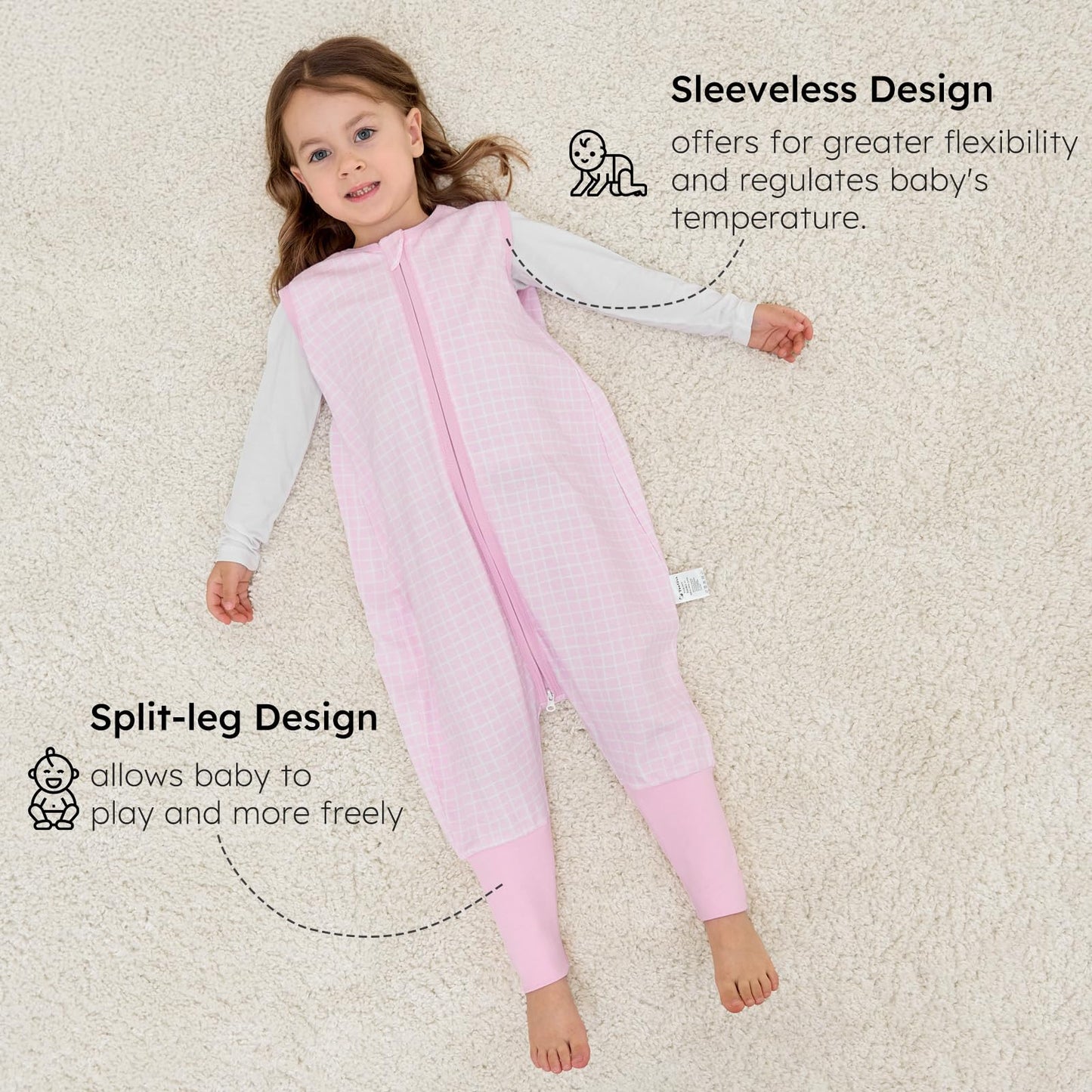Yoofoss Toddler Sleep Sack With Feet 3-4T 100% Organic Cotton Baby Sleep Sack with Legs Toddler Wearable Blanket with 2-Way Zipper