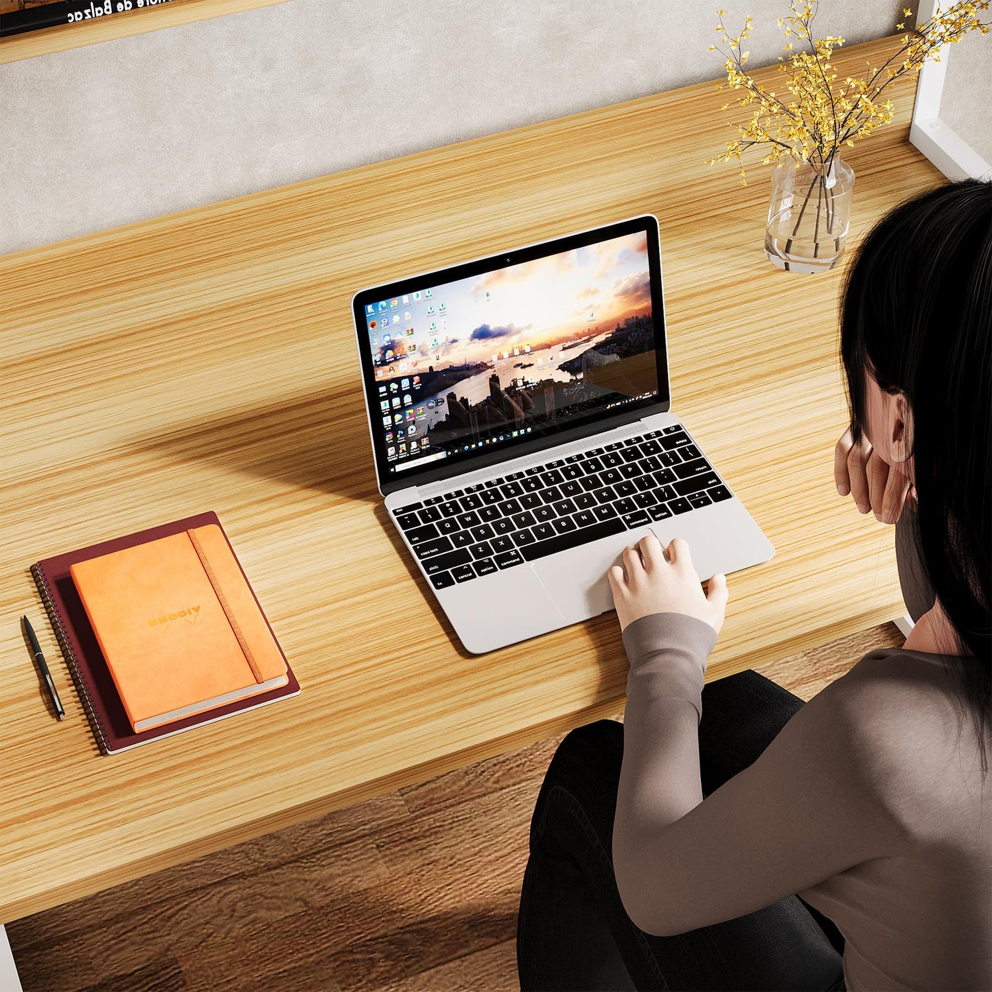 Tribesigns Computer Desk with Hutch, 47 inches Home Office Desk with Space Saving Design with Bookshelf for Small Spaces