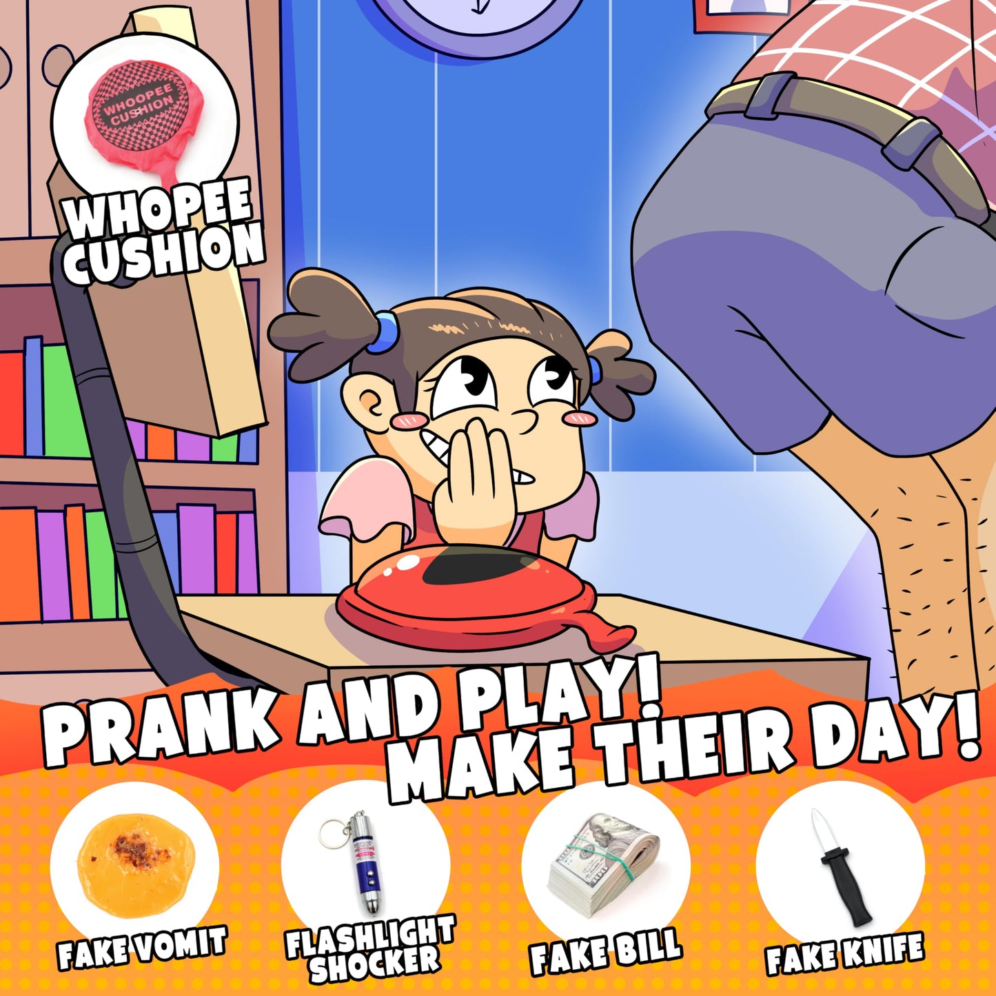 DIMROM Prank Kit for Kids - 25 Gags & Practical Joke Toys - Prank Stuff for April Fools - Ultimate Practical Jokes - Gag Gifts for Kids - Big Funny Toys Pack Set Box + Bonus Inside