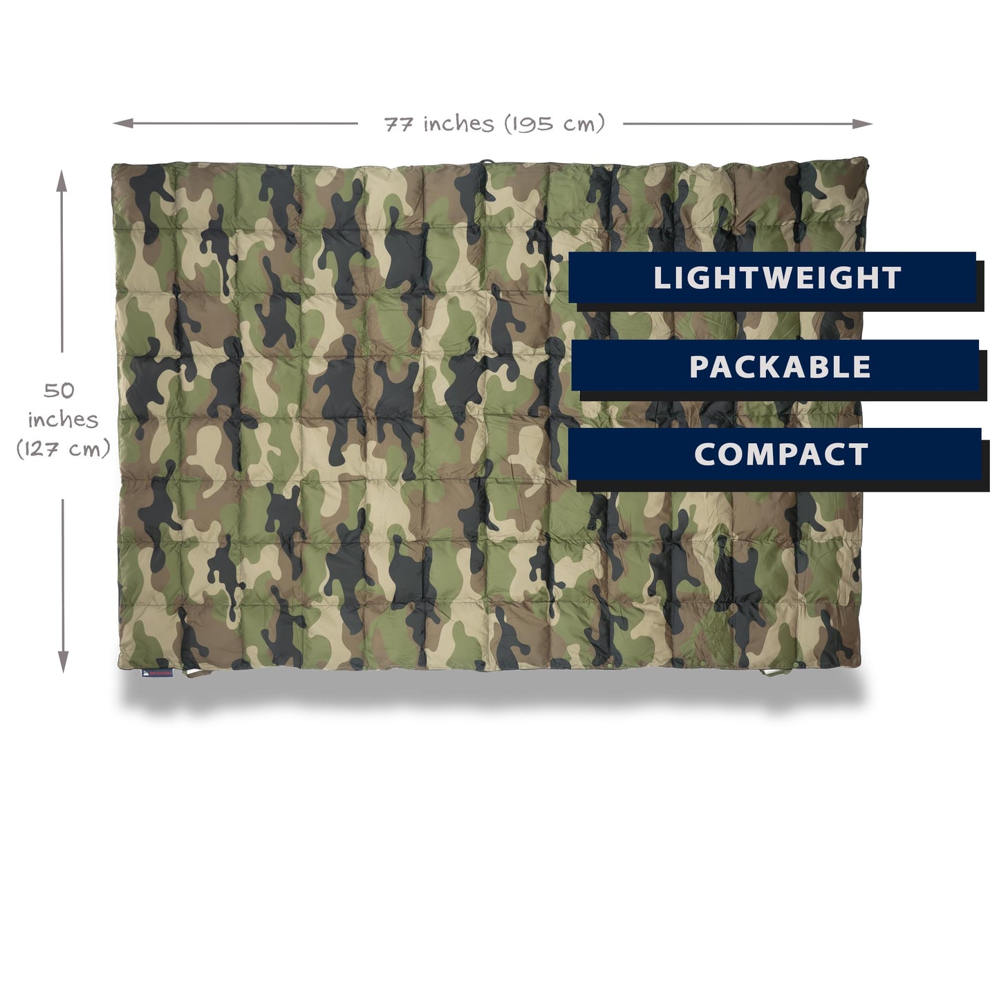 Get Out Gear Down Camping Blanket - Puffy, Packable, Lightweight and Warm | Ideal for Outdoors, Travel, Stadium, Festivals, Beach, Hammock | 650 Fill Power Water-Resistant Backpacking Quilt