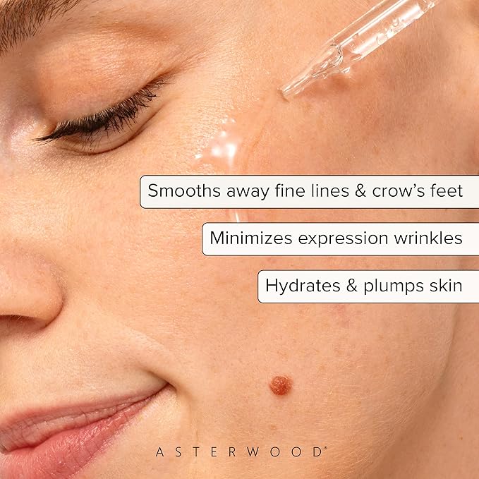 Asterwood Argireline Serum with Hyaluronic Acid - Peptide Serum for Face - Wrinkle Reducing, Anti-Aging, Nourishing - Fragrance-Free - 1 Fl Oz