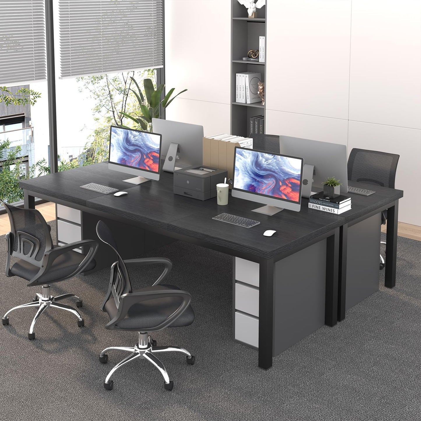 Woodalloy 78.7 Inch Large Computer Desk, Long Gaming Table, Modern Two Person Desk Large Executive Office Desk, Double Desks at Home, Perfect for Office Work, Gaming, Studying, Writing, Etc., Black.